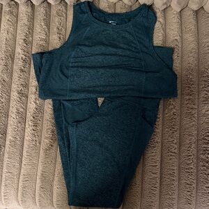 Dark Teal Athletic Tank and Leggings Set